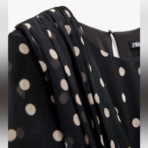ZARA mini dress polka dot longs sleeve mini dress - Picture 8 of 8